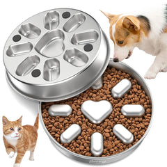 Stainless Steel Slow Feeder Dog Bowls Pet Anti Choking Spine Protection Double Sided Use anti Overturning Cat Bowl