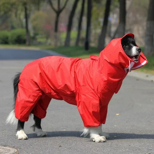 Large Dog Raincoat Clothes for Puppy Medium Dogs Waterproof Four Corner Hooded Jacket Poncho Pet Rain Season Outside Supplies