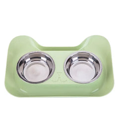 1pc Stainless Steel Double Cat Dog Bowl Cat Food Container Non-slip Base Pet Water Feeder Tilt Safeguard Neck Puppy Cats Bowls