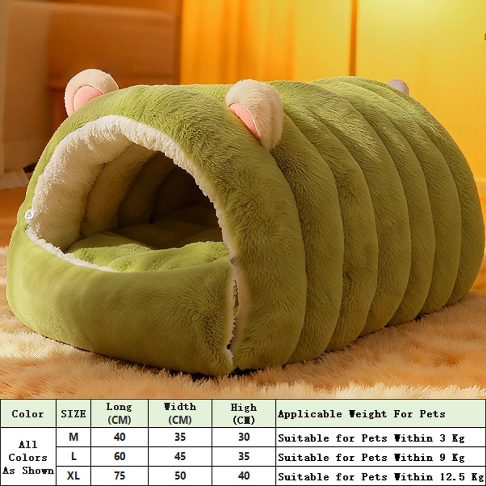 Winter Removable Washable Enclosed Cat House Safe Warm Pet Sleeping Bag Tent Soft Bed Mat for Small Medium Dogs Cats Supplies