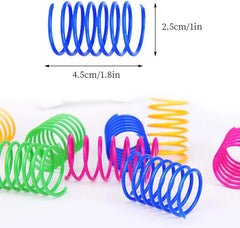 4/200Pcs Cat Spring Toy, Cat Spiral Toys Interactive for Indoor Colorful Cats Plastic Springs Coil for Kitten Hunting Swatting