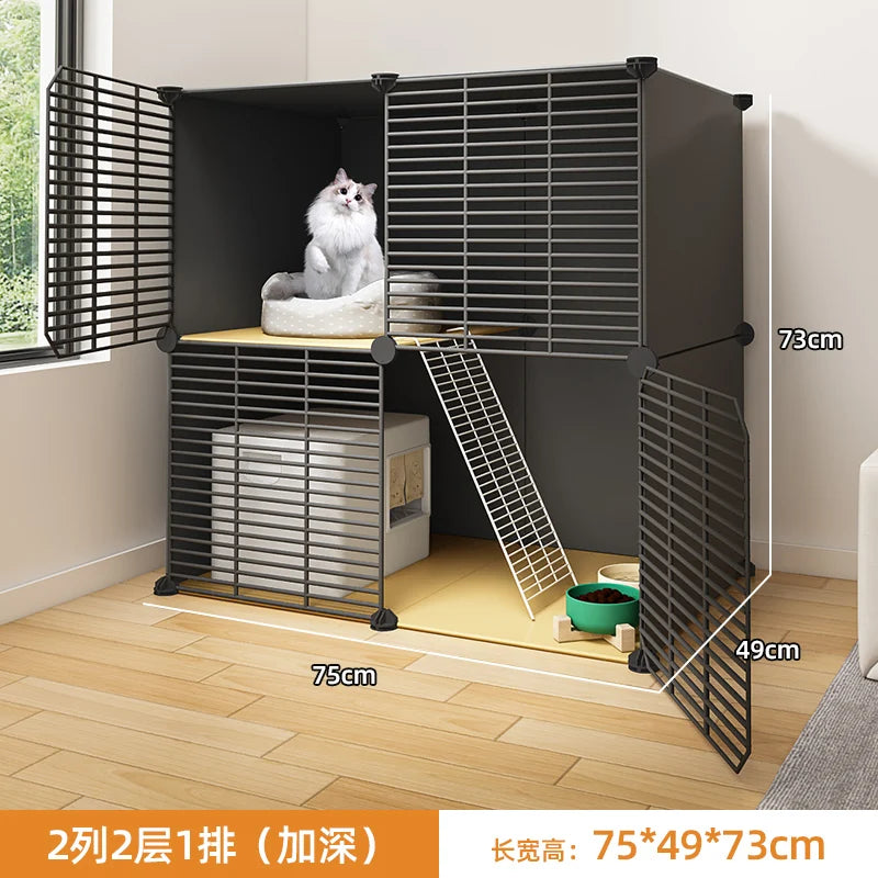 Cat villa household cat cage indoor cattery cat litter box free assembly