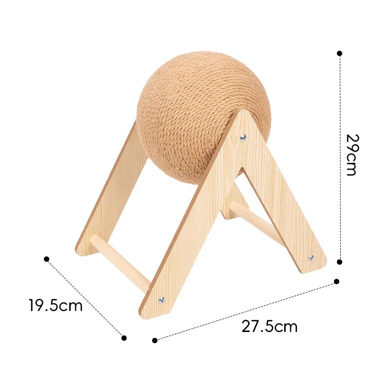Natural Sisal Rope Cat Scratching Ball Scratcher Toy with Ball for Kittens&Puppy Interactive Solid Wood Scratcher Pet Toy