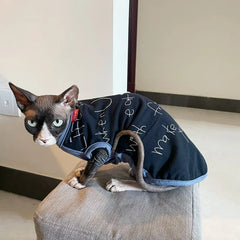 Sphynx Clothes for Cat Hairless cat stretch Cotton Jacket Plaid Coat For Pet Devon Rex Soft Fashion T-Shirt for  Spring Outwear