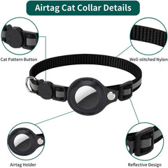Waterproof Cat AirTag Collar with Bell & Secure AirTag Case Breakaway Design with Reflective Strips, Adjustable Kitten Collar