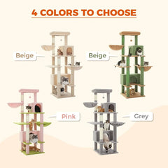 66 Pink Cat Tree for Indoor Cats Large Adult Cat Tower with Sisal-Covered Scratching Post Super Large Metal Hammock[20''X12'']