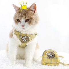 Dog Harness Backpack Set Autumn Warm Adjustable Puppy Cat Harness Vest French Bulldog Chihuahua Pug Outdoor Walking Lead Leash