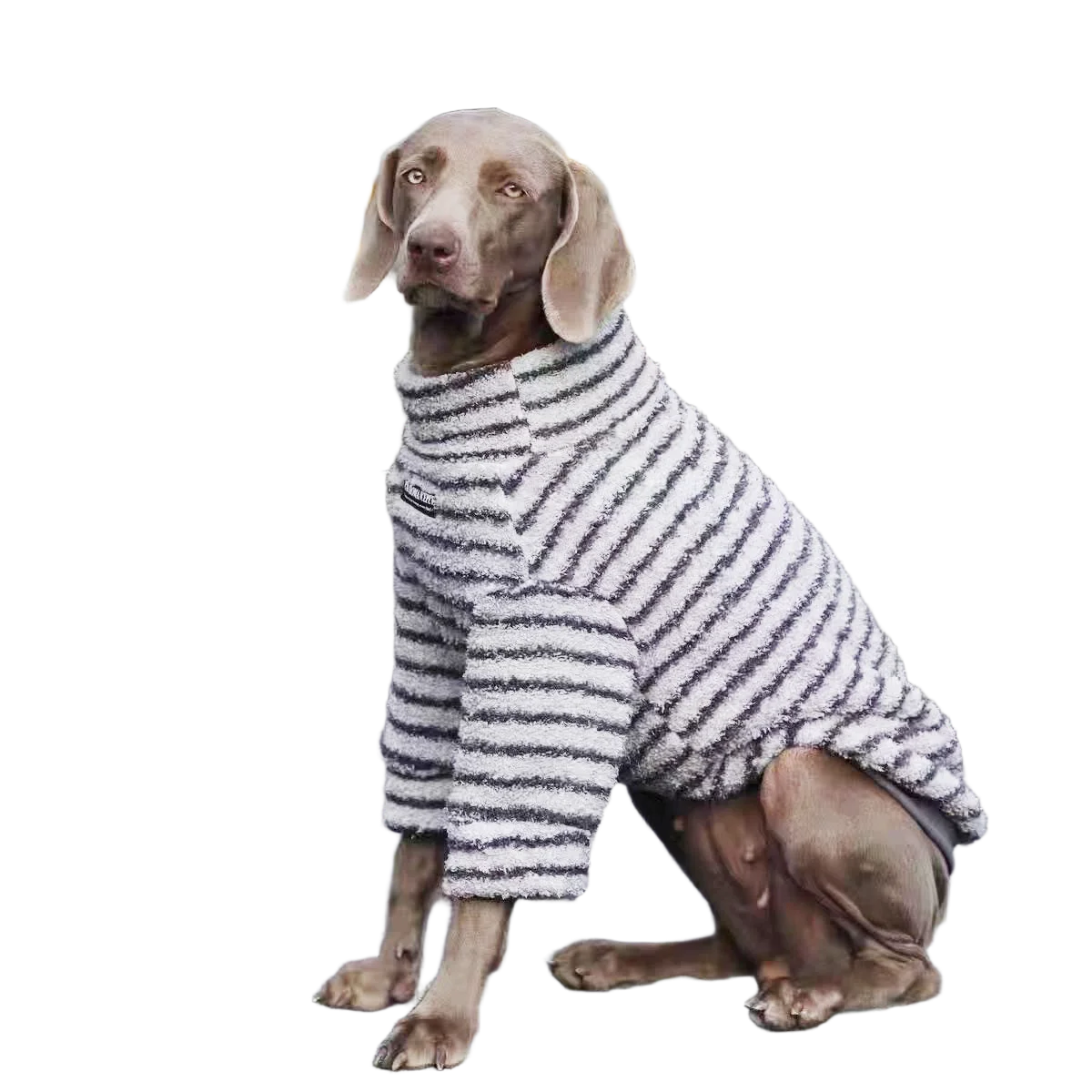 Stripe Fleece Dog Sweater Turtleneck Sweatshirt, Winter Shirt Dog Clothes for Medium Large Dogs, Pet Apparel Pullover Jumper