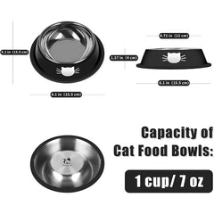 Cat Food Bowl Non Slip Stainless Steel Unbreakable Breakage Removable Rubber High Temperature Resistant Easy Clean Pet Supplies