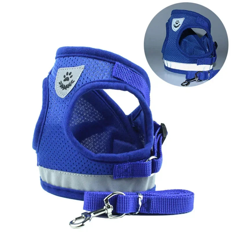 Reflective Cat Harness Breathable Cat Dog Harness and Leash Set Adjustable Puppy Dogs Vest Dog Accessories for Small Dogs