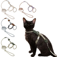 Cat Harness Leash Set Adjustable I-shaped Rraction Rope Chest Strap Pet Outdoor Supplies Breathable Harness Leash Puppy Cat Vest
