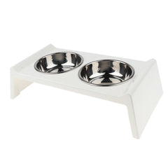 Stainless Steel 2 Dog Cat Pet Feeder with Acrylic Stand Food Water Bowls Dish