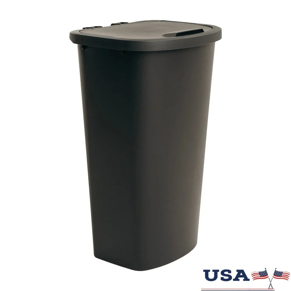 11 Gallon Rectangular Trash Can Plastic Wastebasket Flip Open Lid Durable Indoor Use Easy Clean Surface
