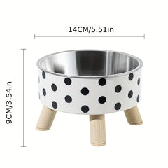 1pcsElevated stainless steel cat bowl with neck protection design - anti slip, anti pointed feeding tray for cats, cat food bowl