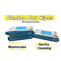 60PCS Bamboo Pet Wipes - Premium Soft Unscented Large 18x20cm Size Gentle for Dogs And Cats Eco-Friendly
