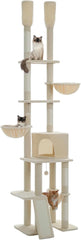 Floor to Ceiling Cat Tree Height (85-112 Inches) Adjustable, Tall Cat Tower 7 Tiers Activity Climbing Tower, Large Cat Tree with