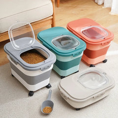13/33LB Cat Dog Food Storage Container Collapsible Dry Cat Food Box With Lids Airtight Sealing Kitchen Grain Rice Storage Box