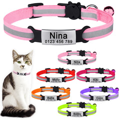 Personalized Customize  Cat Collar Name Fast Breakaway Nylon Id  Bell Pet Products Small Adjustable Unisex Kitten Supplies