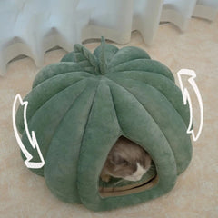 winter warm Cat House Bed cute Pumpkin shaped Enclosed Cat Bed Thickened flannel Cat Cave Pet Bed For Kittens Small Dogs Winter