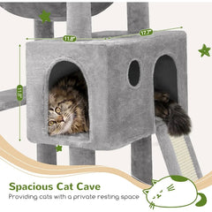 Heavy Duty 70 inch Sturdy Cat Tree for Indoor Cats with Extra Large Design Featuring Scratch Post Hanging Hammock and MultiLeve