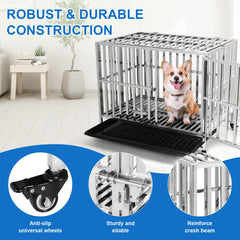 Metal Dog Cage Easy To Install Dog Crate with Locks Dog Kennel Folding for High Anxiety Medium/Small Dogs