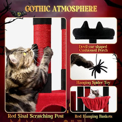 Extra Large 83 Blood-Goth Cat Tree for XXL Adult Cats, 9 Scratching Posts, Heavy Duty for 20+ lbs Cats