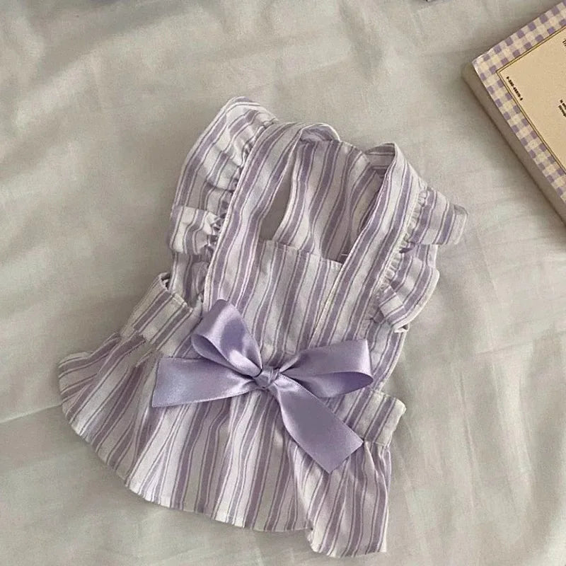 Bichon Teddy Dog Cat Striped Dress Summer Lightweight Breathable Adjustable Puppy Clothes Ready To Ship Cute Spring Pet Apparel