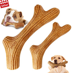 Gigwi Dog Chew Toys Real Wooden Deer Antlers for Aggressive Chewers Large Dog Chewing Indestructible Tough Durable Pet Toys Gift
