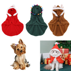Christmas Cat Outfit Pet Cloak with Pompoms Puppy Cape Cute Cat Costume Pet Christmas Cloak for Xmas Party
