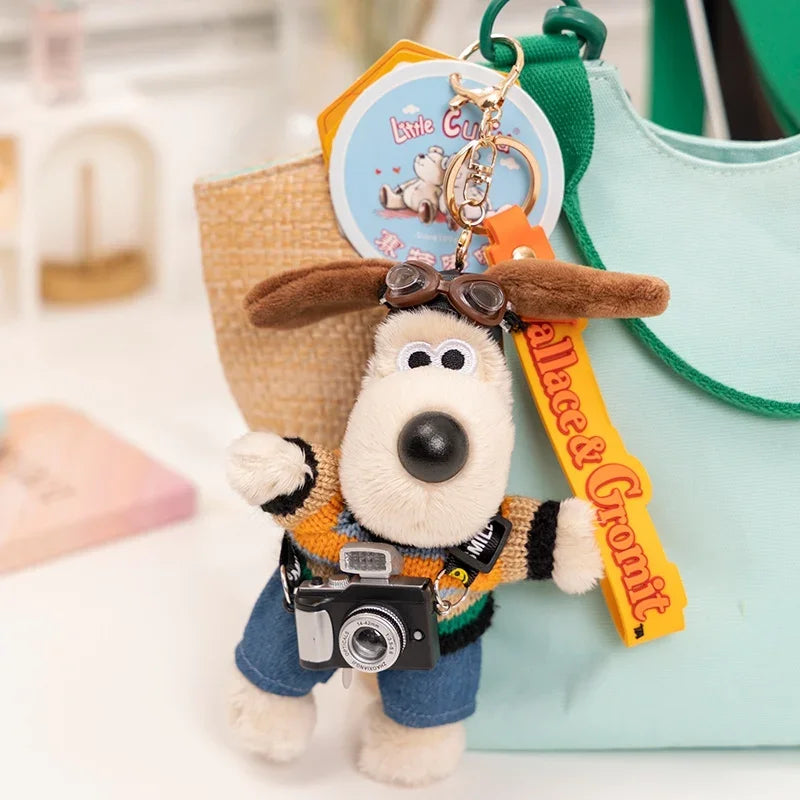 Kawaii Gromit Plush Wallace Toy Pendant Cartoon Dogs Keychain Anime Puppy Stuffed Doll Bag Pendants Kids Gift Can Change Clothes