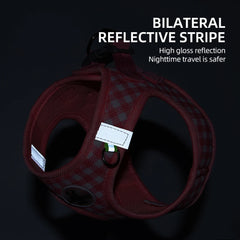 Checked Harness Small Medium-Sized Dog Cat Reflective Breathable Dog Lead Teddy Step In Bichon Pet Walking Harness Leash Rope