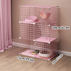 Cat Cage for Home Use, Indoor Free Space, Portable Assembly, Suitable for Multiple Cats, Kittens, Small Animals, Squirrels, Pets, Simple Empty Cage, Cat Cabinet, Cat House