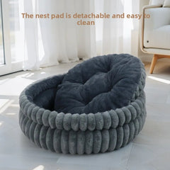 Winter Cat Nest Round Pet Bed Winter Warm Cat Sofa Bed Washable Seasonal Universal Decoration