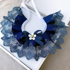 Luxury Embroidery Lace Bibs Necklace for Puppy,Dog Bandana Collar,Ribbon Bow Scarf for Small Dogs, Pet Accessories, Pet Supplier