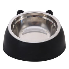 200ml 400ml 15 Degrees Tilted Stainless Cat Bowls Non-slip Base Pets Puppy Cats Food Drink Water Feeder Neck Protection Pet Bowl