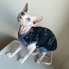 Sphynx Clothes for Cat Hairless cat stretch Cotton Jacket Plaid Coat For Pet Devon Rex Soft Fashion T-Shirt for  Spring Outwear
