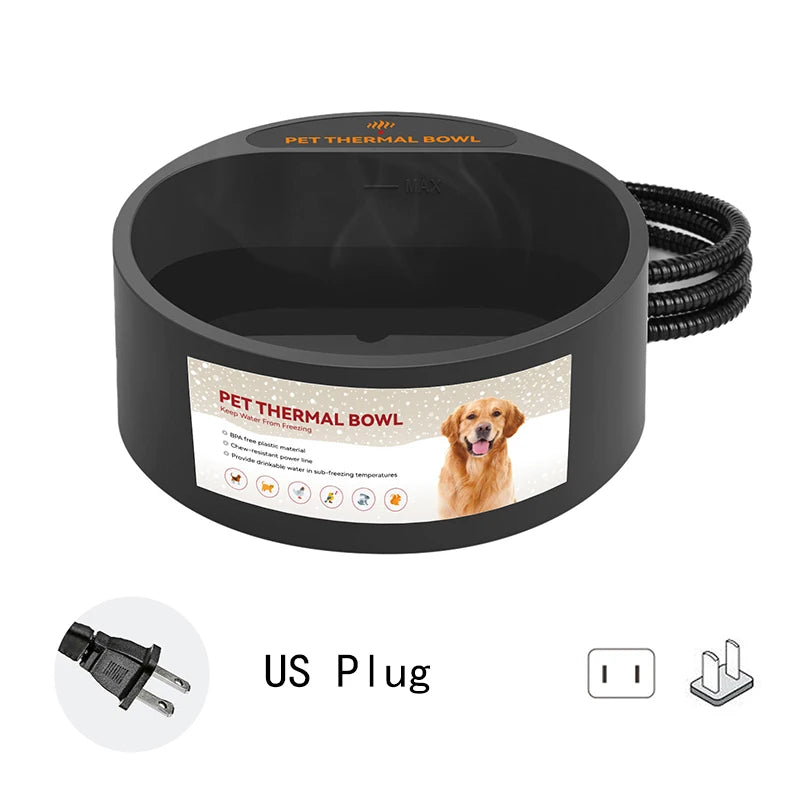 2.2L Dog Heated Water Bowl Pet Thermostatic Dog Bowl for Cats Dogs Chicken Birds Outdoor Winter Dog Bowl Water Bottle