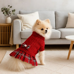 1pc Small Dog Winter Sweater Dress - Soft Knit Turtleneck for Yorkie/Chihuahua/Teacup, Cute Puppy Clothes, Winter Pet Gift