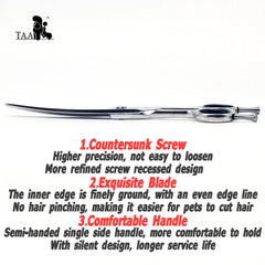 TAA Professional Grooming Scissors for Dogs Curved & Serrated Scissors Alloy Steel Pets Shears Grooming Tools Cat Dog Scissors