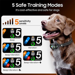 New Pet Dog Barking Collar with Sound Vibration Shock IP67 Waterproof Functions Smart Dog Sound Recognition System TFT screen
