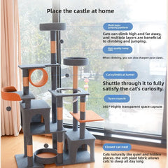 Large Cat Tree with Perches Scratching Posts Multi Level Cat Tower for Big Cats Floor to Ceiling Cat Climbing Frame