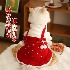 Christmas Cat Clothes Pet Winter Kitten Keep Warm Soft Knit New Year Sweater Dresses