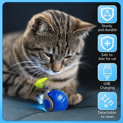 Cats Toy Ball Smart Electric Ball for Cats With Feather Teaser Intelligent Automatic Movement Active Scrolling Pet Toys Supplie