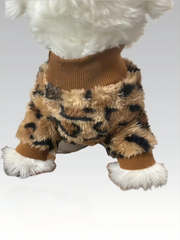 New pet leopard print pattern two-legged clothes cat dog autumn and winter schnauzer puppy teddy small dog than panda clothes sp