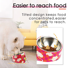 Superdesign Anti-Backflow Device 15 ° Tilted Bowl, Suitable for Cats and Dogs - Non-Slip, Anti-Spill Pet Feeder, Anti-Spill Design, 15 ° Slope Allows Easy Access to Food Bowl, Durable Plastic/Bamboo/Structure, 0.5 Cup Capac