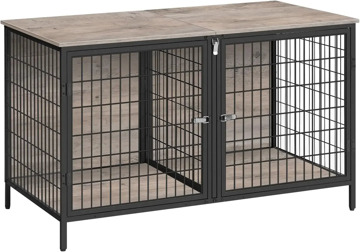 43.3" Dog Crate Furniture for 2 Dogs, Dogs Kennel with Removable Divider, Heavy Sturdy Dog Furniture Style Double Cage