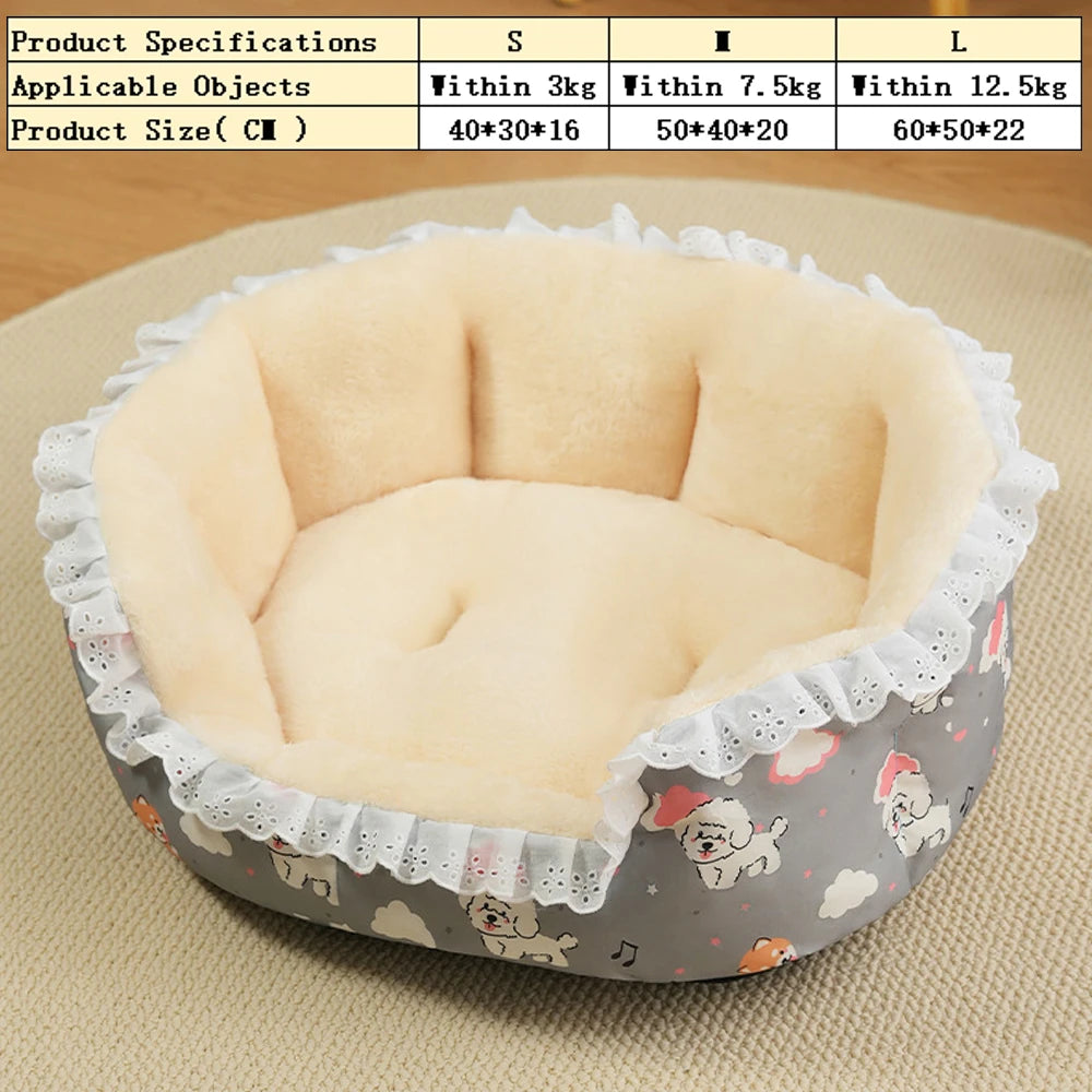 New Deep Sleep Comfort Winter Cat Bed Open Floral Skirt Square Nest SoftPlush Pet House Medium Dog House Best Warm Sleeping Sofa
