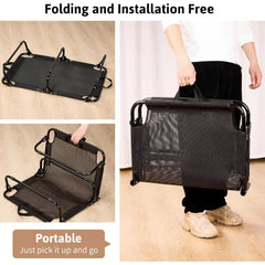 Elevated Foldable Dog Bed, 43x23x7 Easy Setup, Outdoor Mesh, Anti-Slip Feet, Camping Cot for Large Dogs, Black