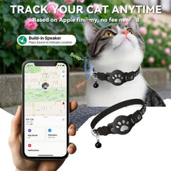 Cat Collar Compatible with Apple Airtag with Bell Adjustable Safety Buckle Reflective GPS Collar for Kittens Puppies