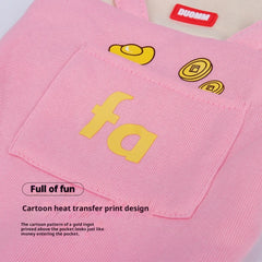 False Two-Piece Cat Hoodie - Cartoon Print Thermal Lined Windproof Sweater, Plush Pullover Pet Clothes for Indoor Outdoor